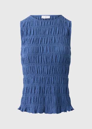 Blue Textured Co Ord Vest