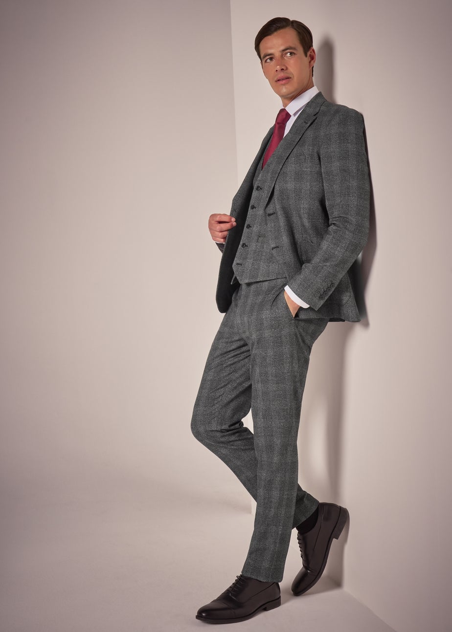 Taylor & Wright Stanton Grey Check Slim Fit Trousers