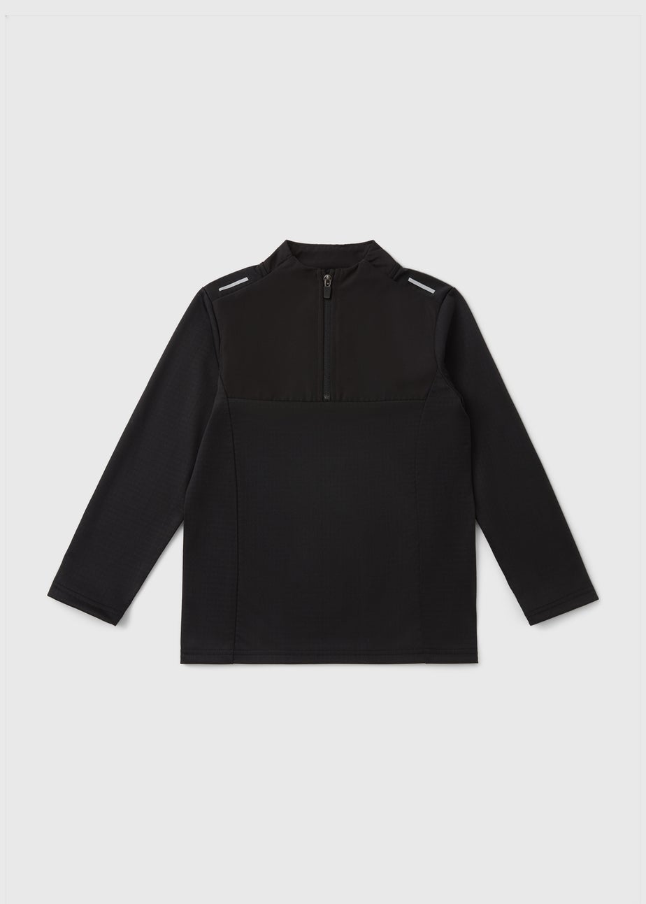 Boys Black Sport Half Zip Top (7-15yrs)