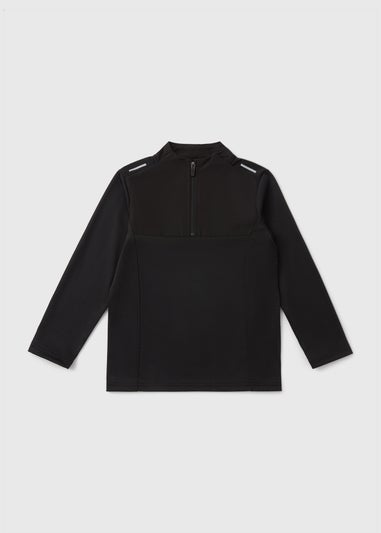Boys Black Sport Half Zip Top (7-15yrs)