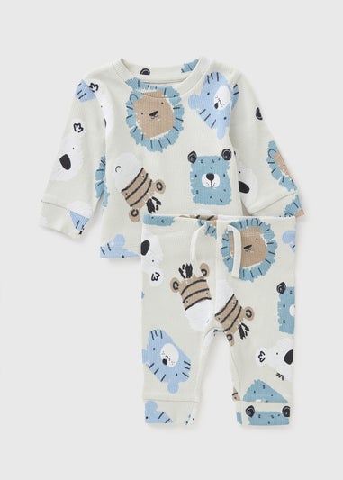 Baby Blue Animal Ribbed Top & Legging Set (Newborn-23mths)