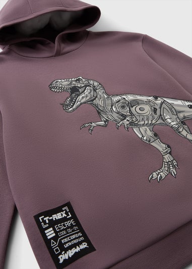Boys Mauve Dino Tech Hoodie (7-15yrs)