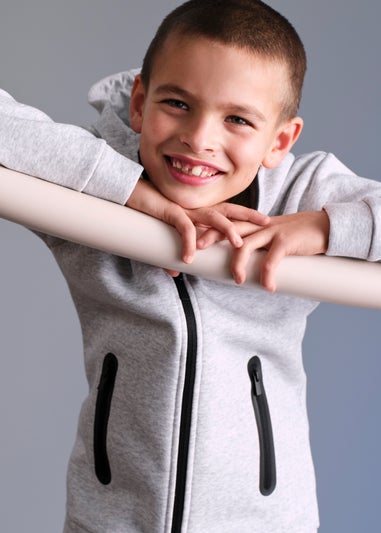 Souluxe Boys Grey Sports Zip Up Hoodie (7-15yrs)