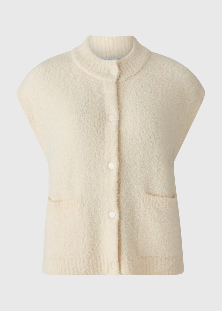 Cream Boucle Sleeveless Cardigan