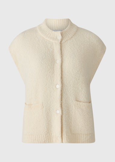 Cream Boucle Sleeveless Cardigan
