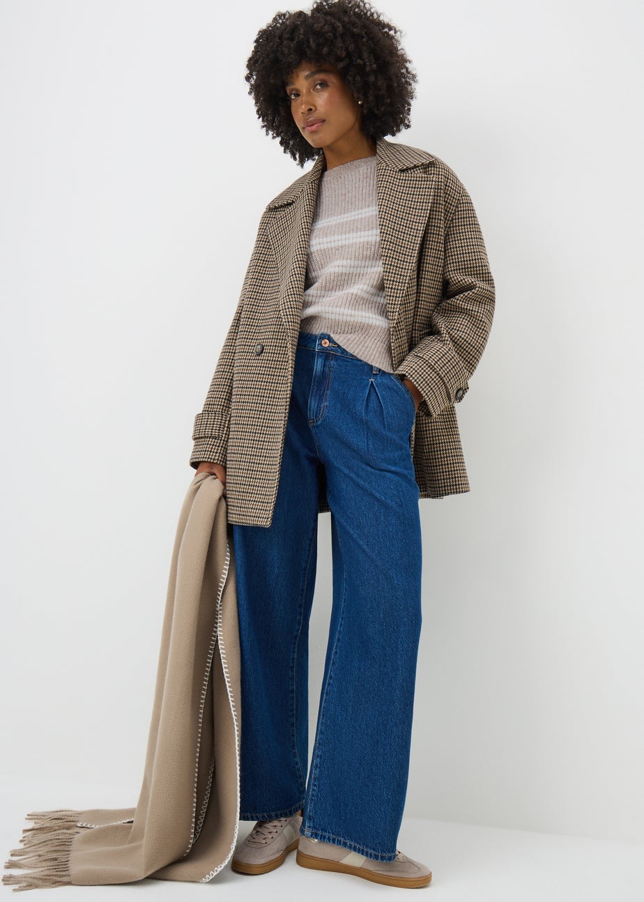 Beige Stripe Ribbed Knit Jumper