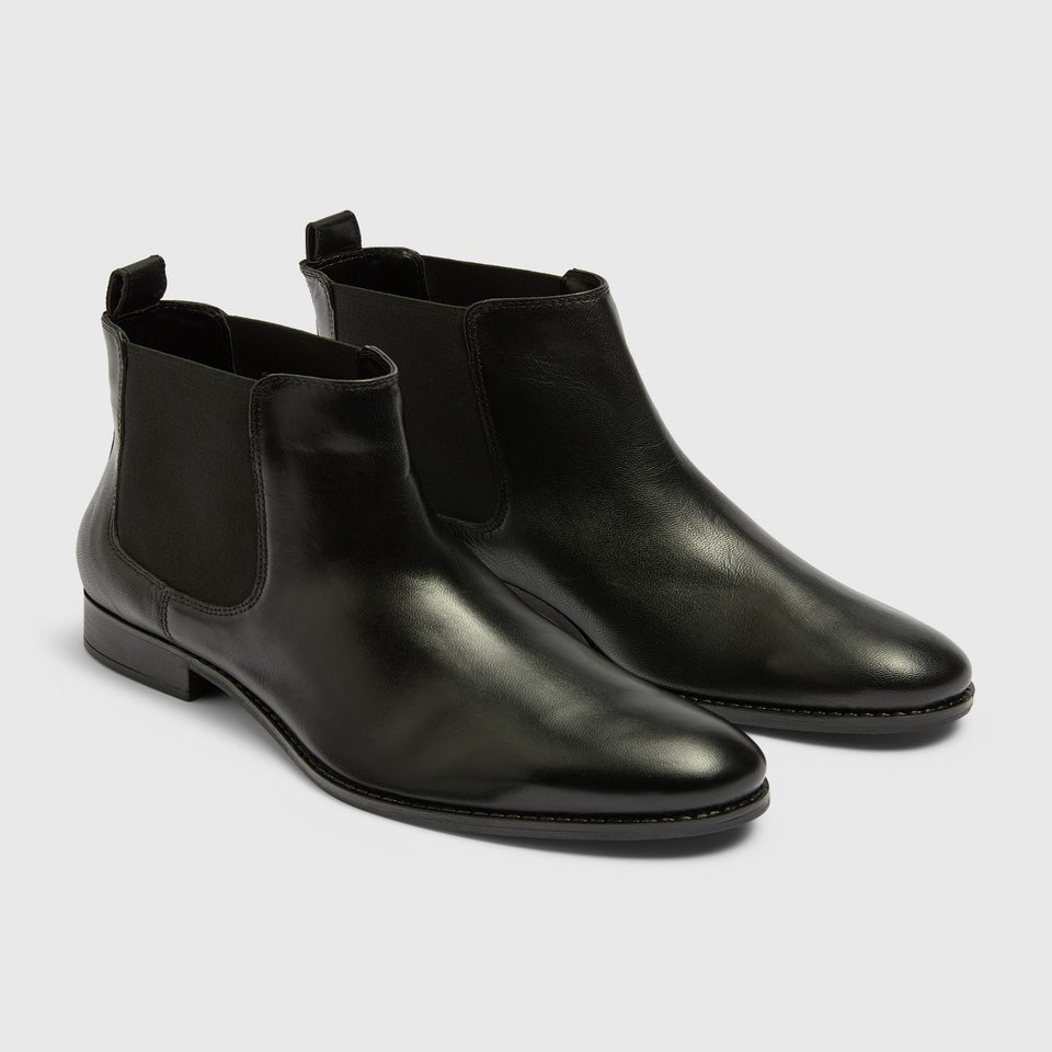Black Leather Chelsea Boots