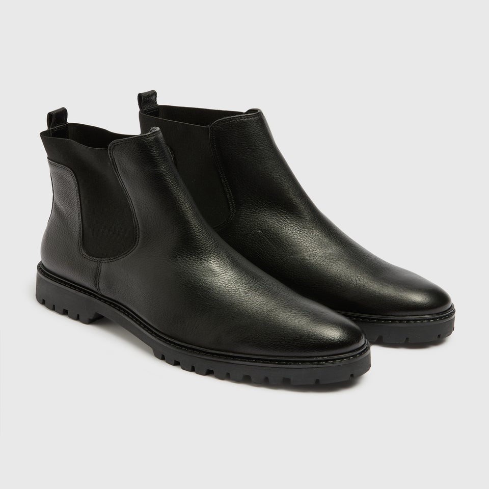 Black Leather Chelsea Boots