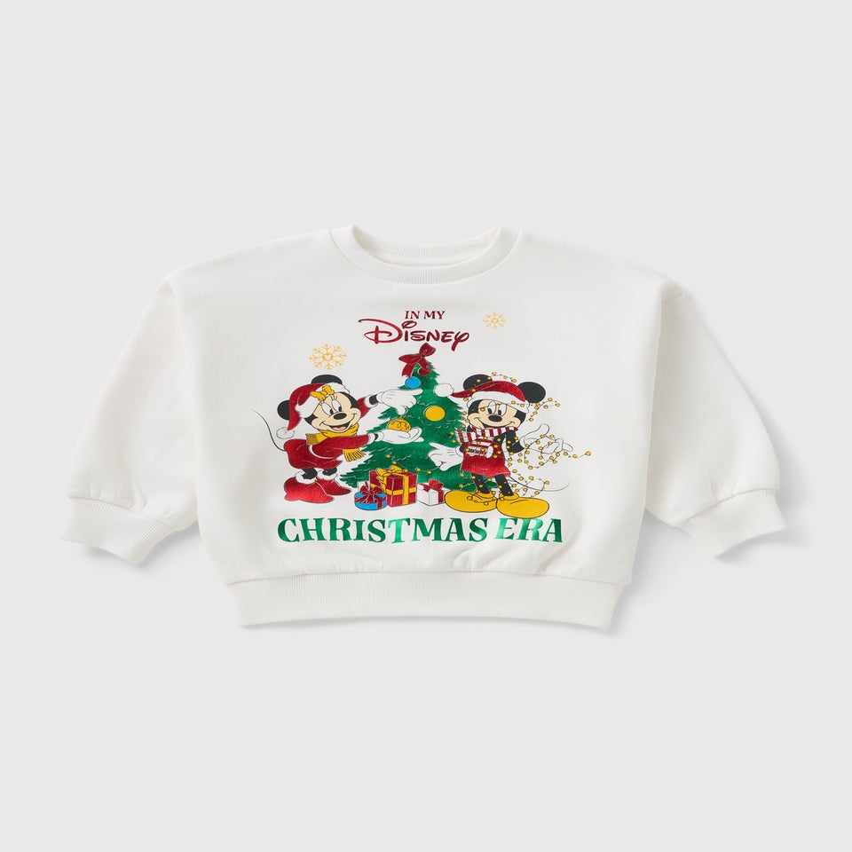 Disney Kids Cream Minnie & Mickey Mouse Christmas Sweatshirt (1-13yrs)