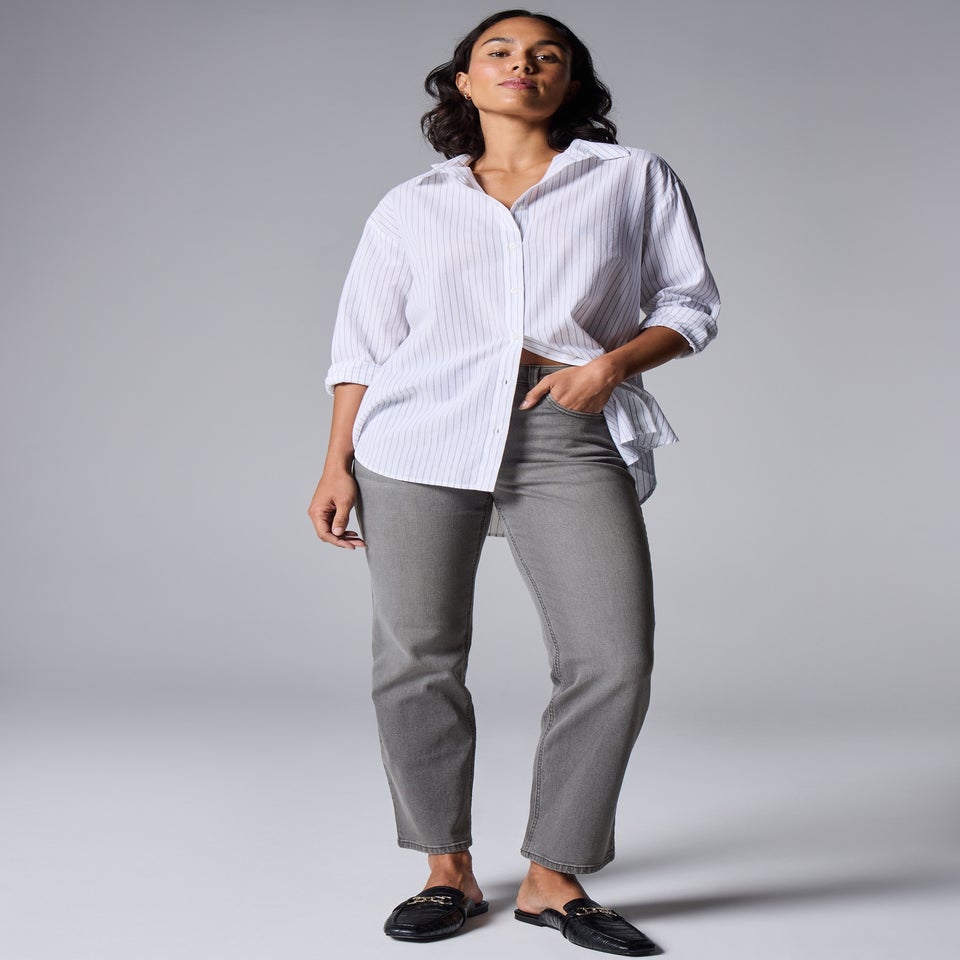 Grey Straight Leg Jeans