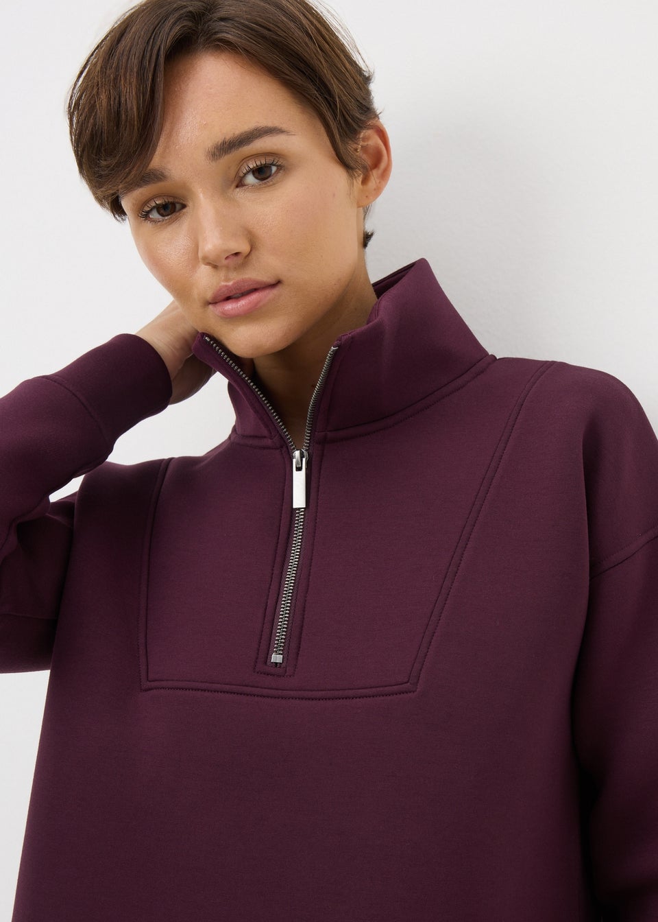 Souluxe Burgundy Half Zip Top