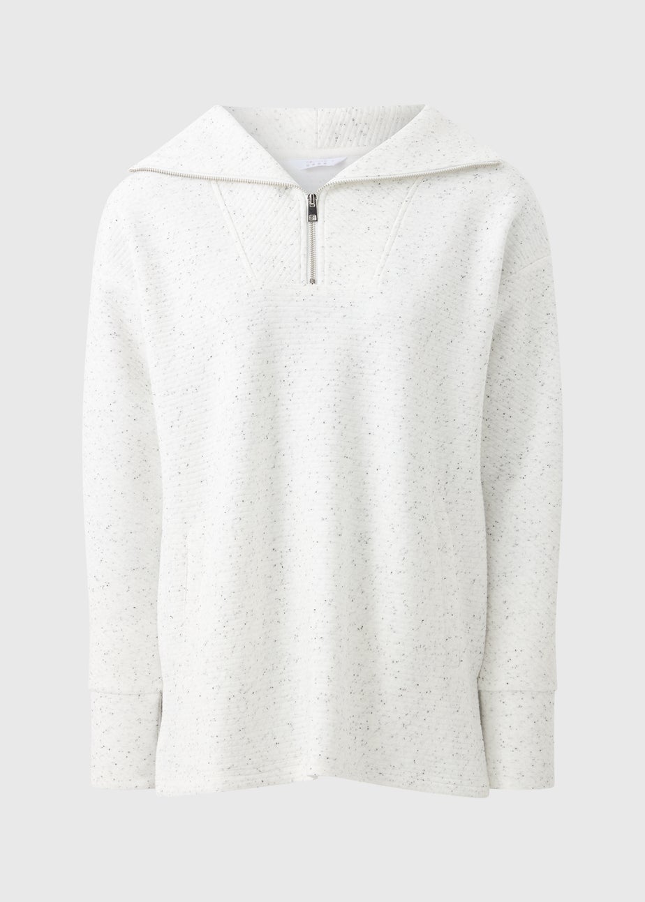 Souluxe Grey Half Zip Ribbed Sweatshirt