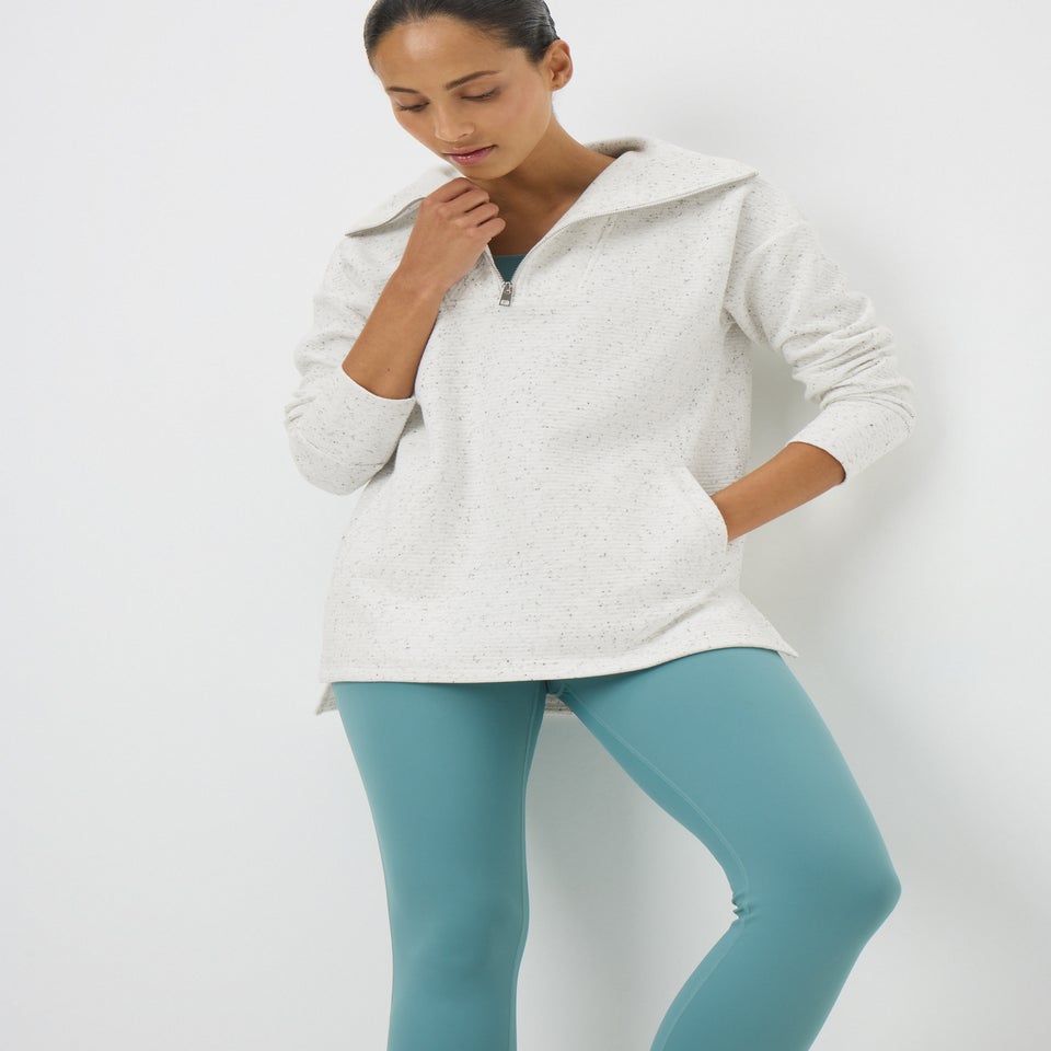 Souluxe Grey Half Zip Ribbed Sweatshirt