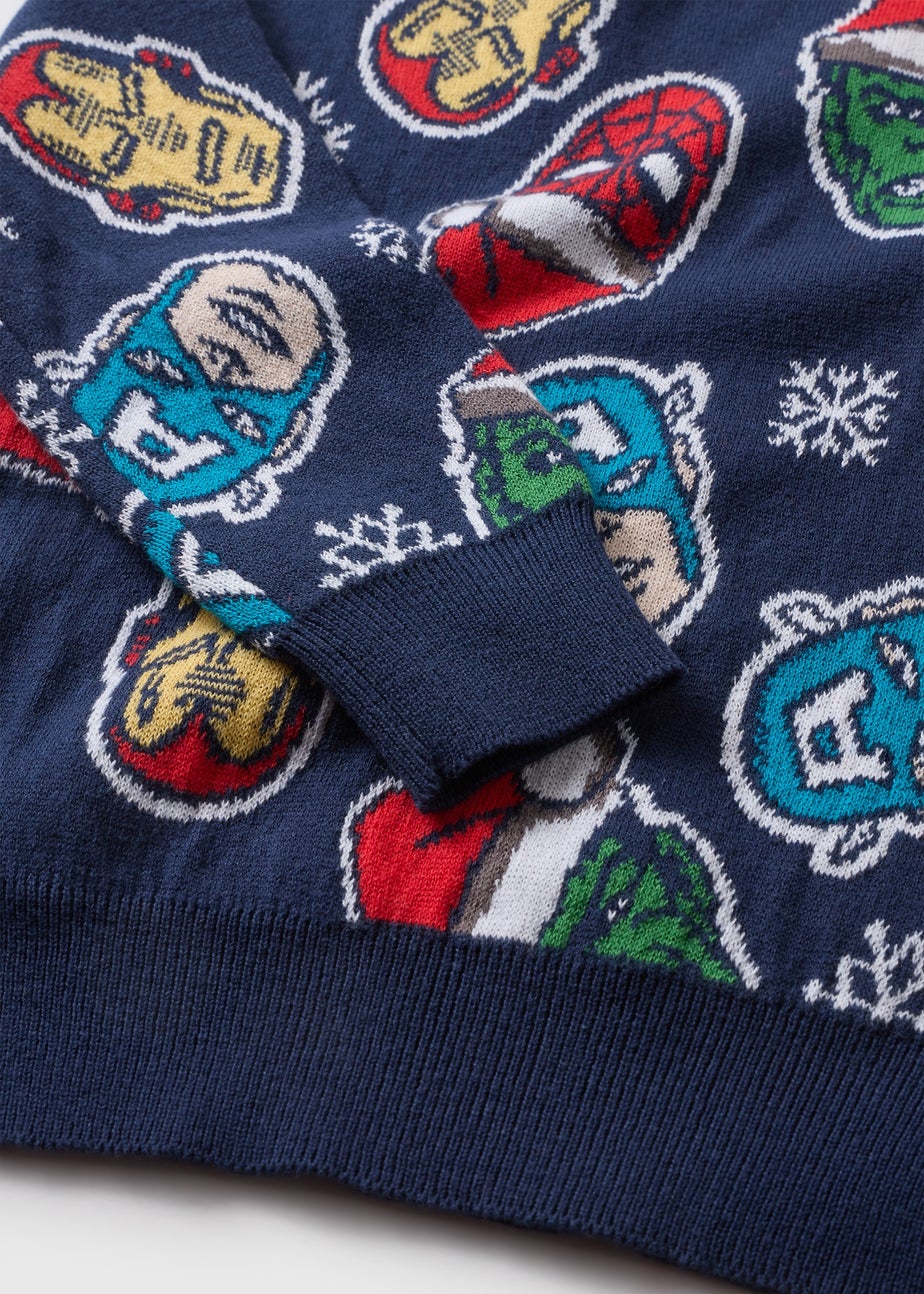 Marvel Boys Navy Christmas Knit Jumper (1-13yrs)
