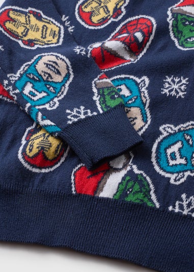 Marvel Boys Navy Christmas Knit Jumper (1-13yrs)