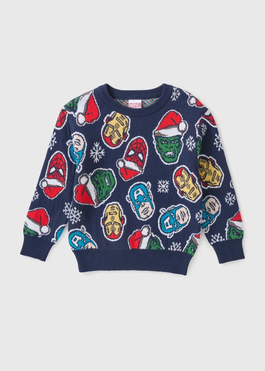 Marvel Boys Navy Christmas Knit Jumper (1-13yrs)