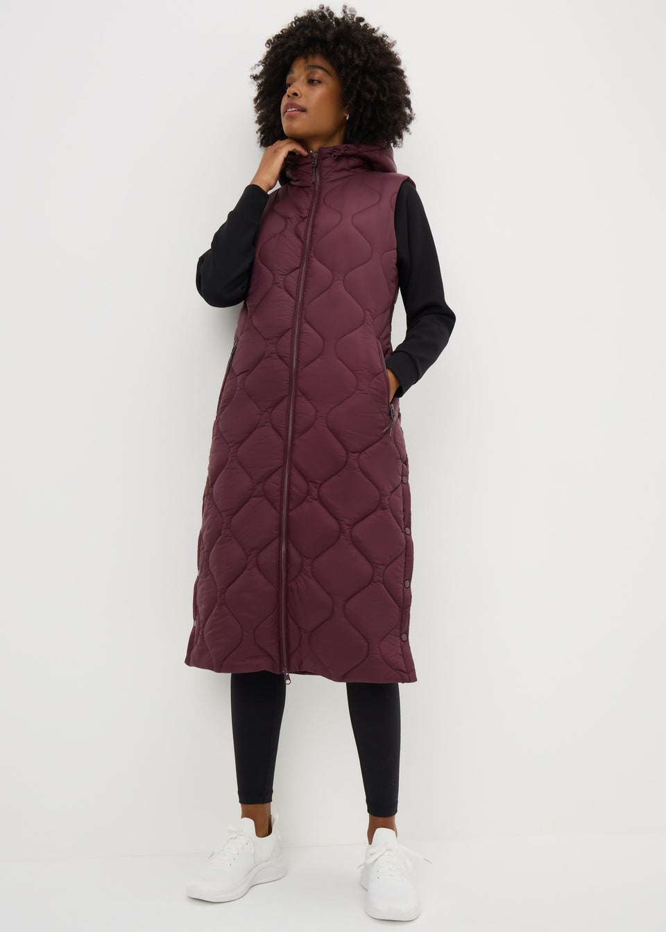 Souluxe Burgundy Longline Padded Gilet