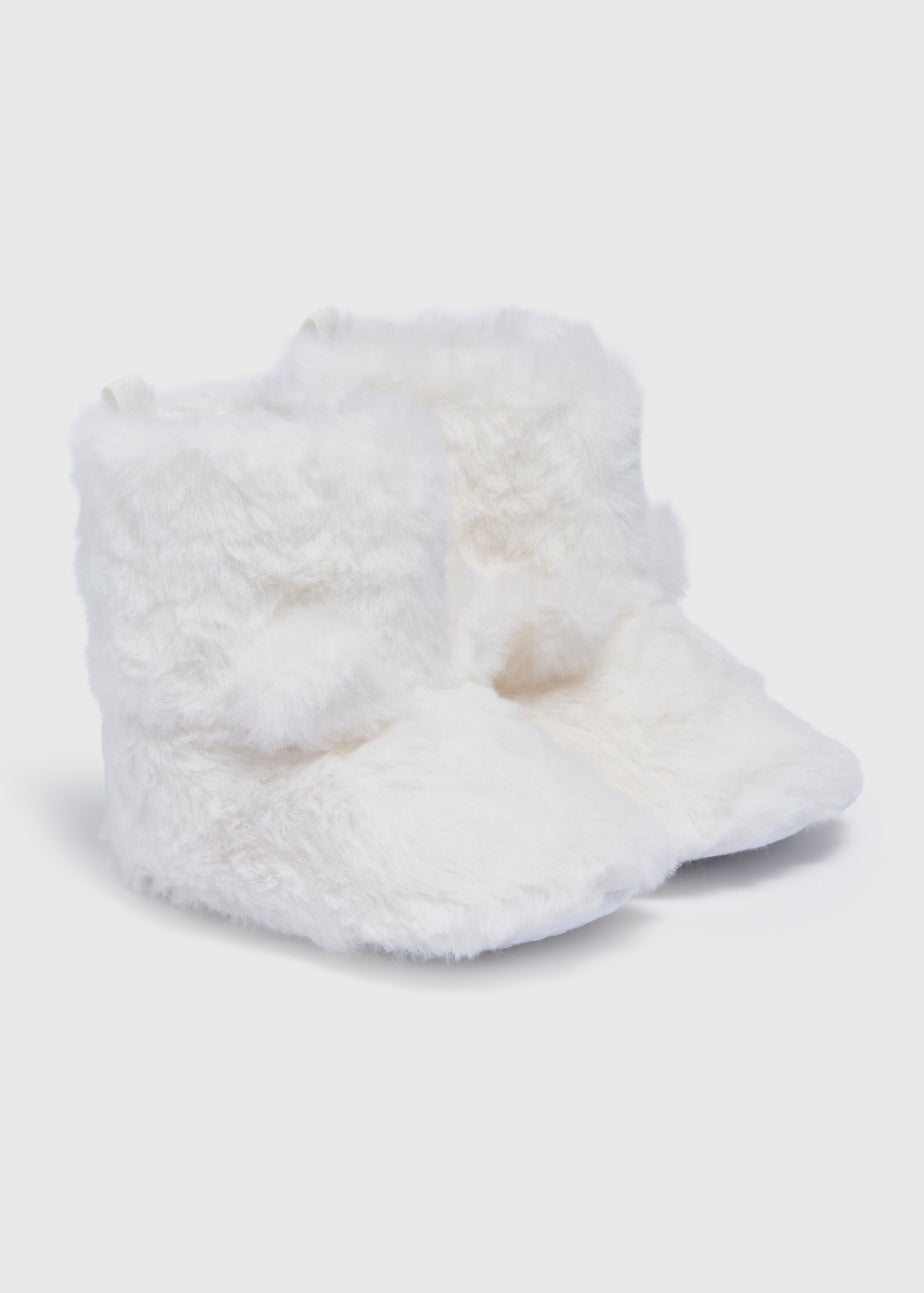 Baby Cream Faux Fur Slipper Boots (Newborn-18mths)