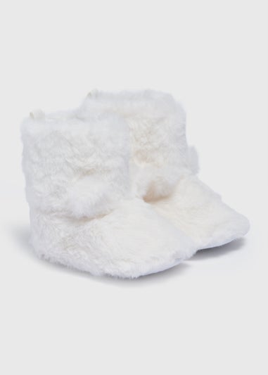 Baby Cream Faux Fur Slipper Boots (Newborn-18mths)