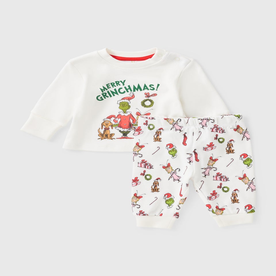 Baby Cream Grinch Pyjama Set (Newborn-18mths)