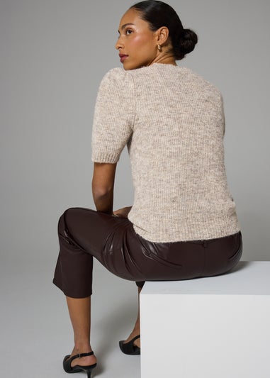 Et Vous Taupe Fluffy Knit T-Shirt