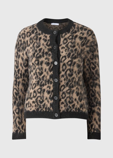 Brown Animal Print Jacquard Cardigan