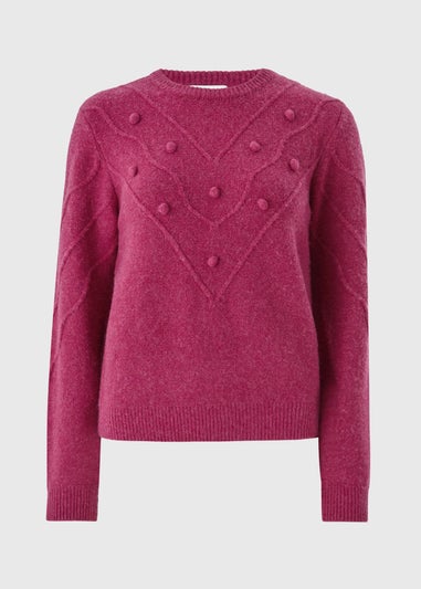 Raspberry Bobble Stitch Jumper