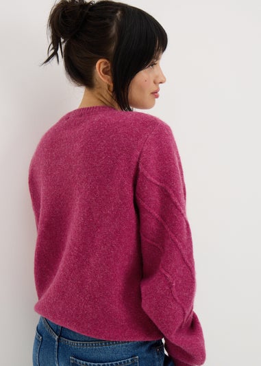 Raspberry Bobble Stitch Jumper