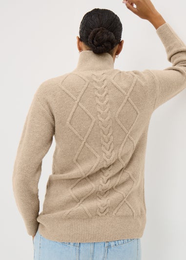 Beige Quarter Zip Tunic Jumper