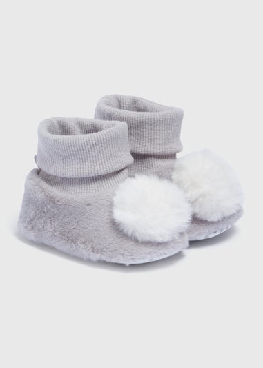 Baby Grey Pom Sock Boots (Newborn-18mths)