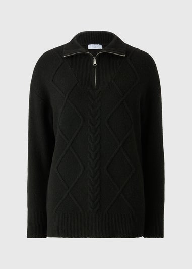 Black Quarter Zip Tunic Jumper