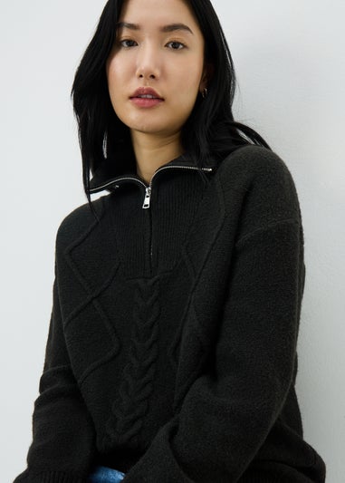 Black Quarter Zip Tunic Jumper