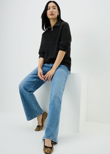 Black Quarter Zip Tunic Jumper