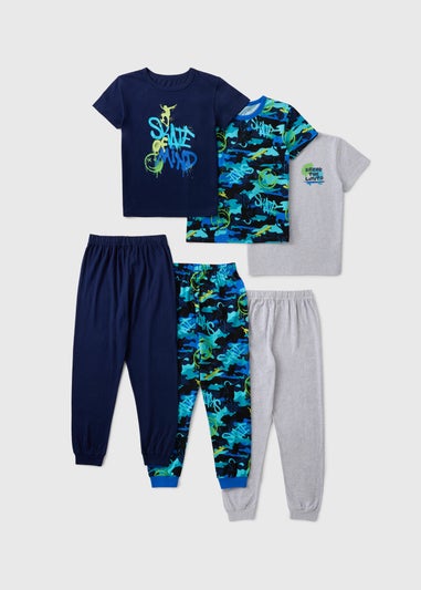 Boys 3 Pack Skate Pyjama Sets (7-13yrs)