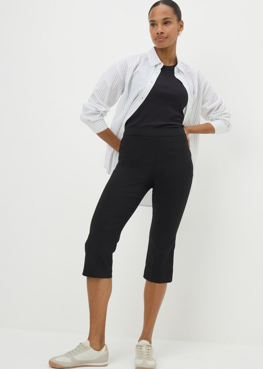 Black Bengaline Cropped Trousers