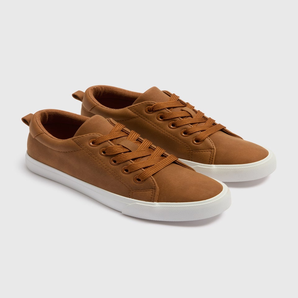 Boys Tan Smart Lace Up Trainers (Younger 10-Older 6)