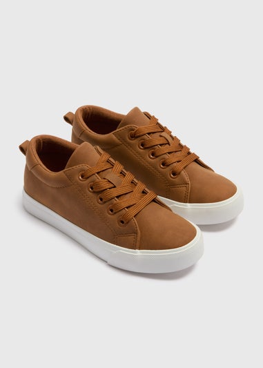 Boys Tan Smart Lace Up Trainers (Younger 10-Older 6)