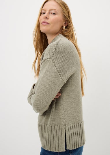 Sage High Neck Knitted Jumper