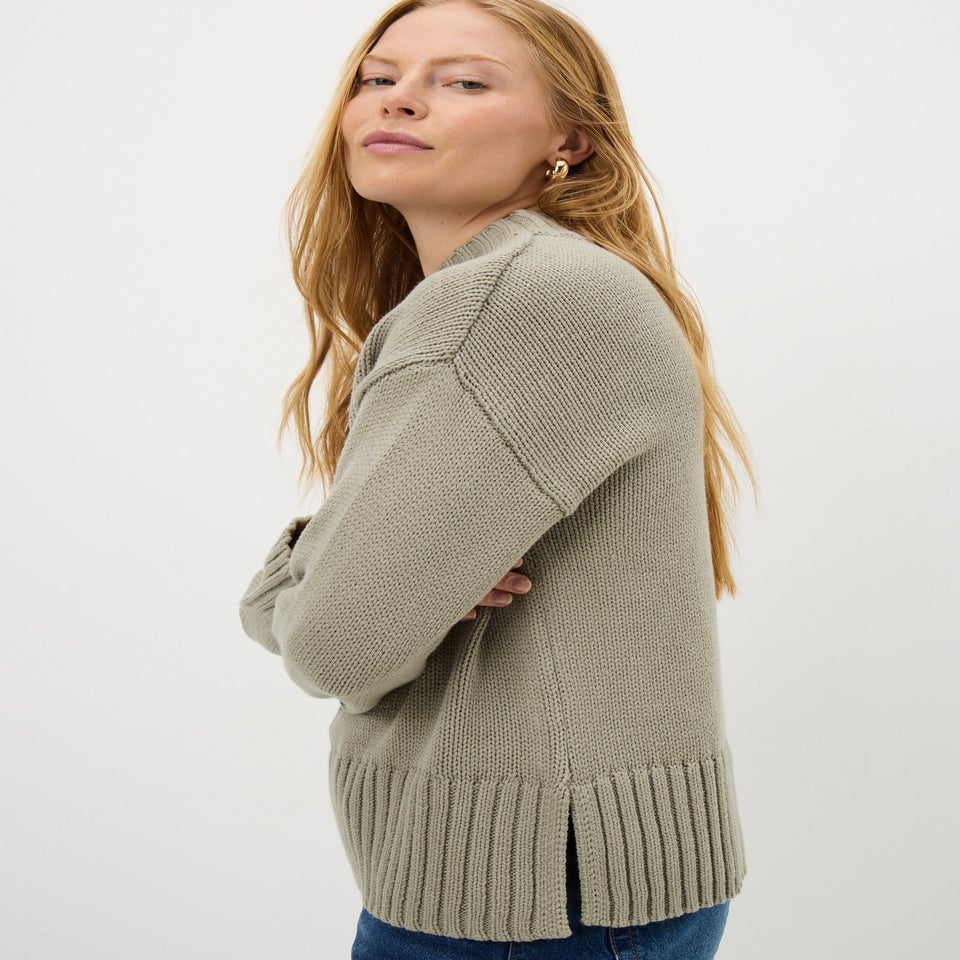 Sage High Neck Knitted Jumper