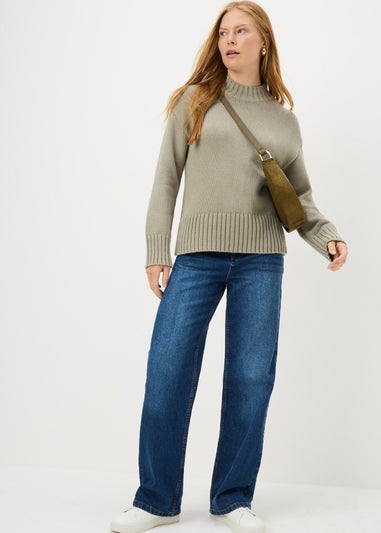 Sage High Neck Knitted Jumper