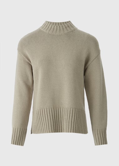 Sage High Neck Knitted Jumper
