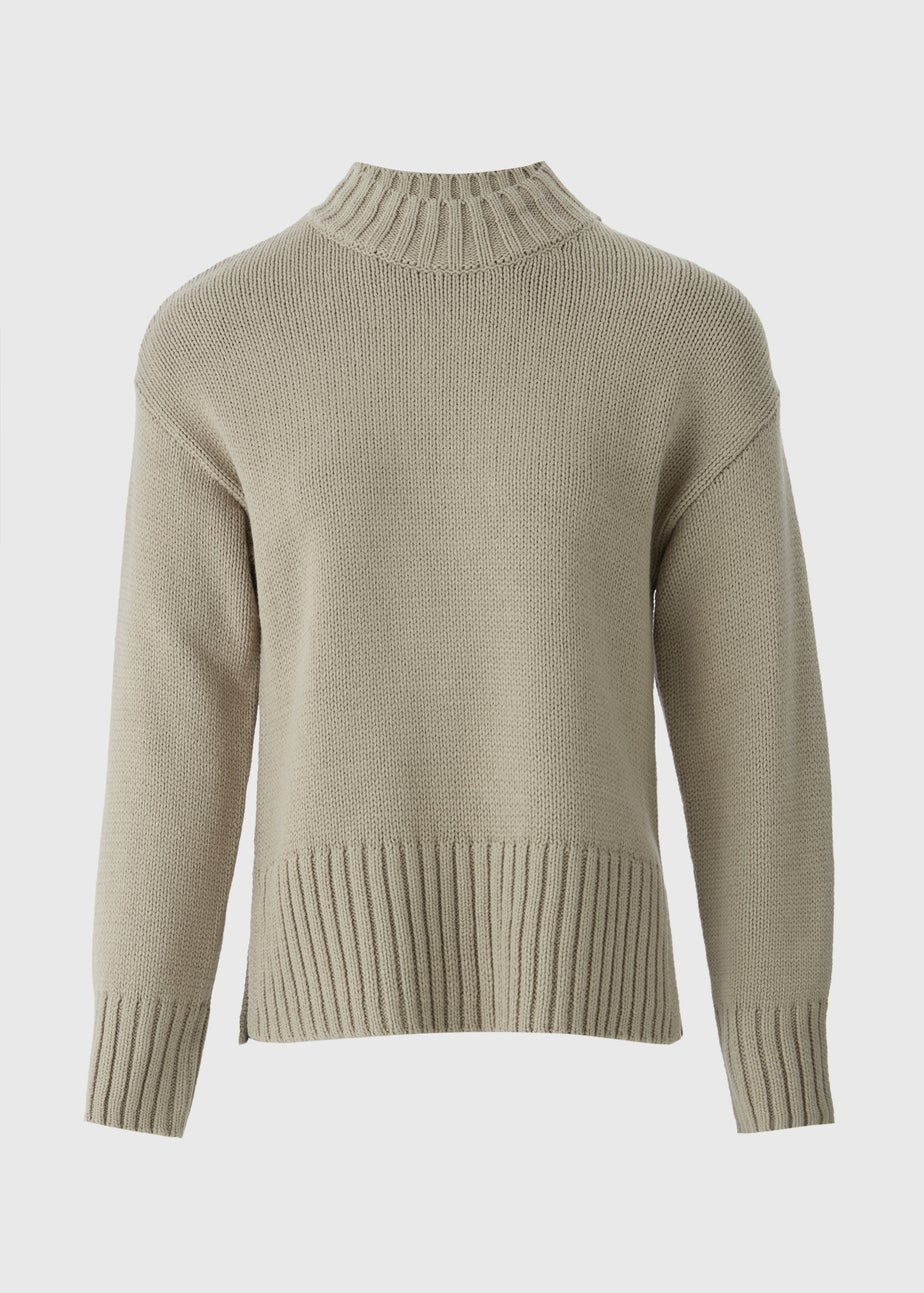 Sage High Neck Knitted Jumper
