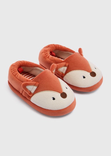Boys Orange Fox A Line Slippers (Younger 4-12)