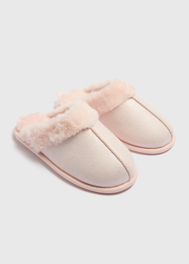 Girls Pink Snug Mule Slippers (Younger 10-Older 5)