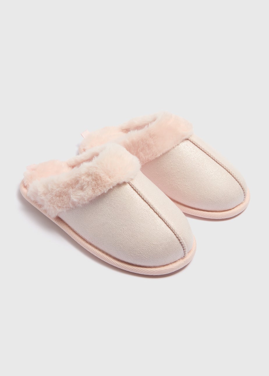 Girls Pink Snug Mule Slippers (Younger 10-Older 5)