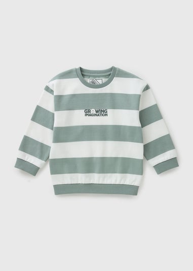 Boys Sage Stripe Growing Imagination Sweatshirt (1-7yrs)