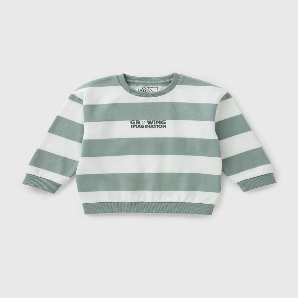 Boys Sage Stripe Growing Imagination Sweatshirt (1-7yrs)