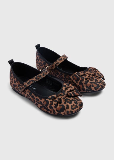 Girls Tan Leopard Ballets (Younger 10-Older 5)