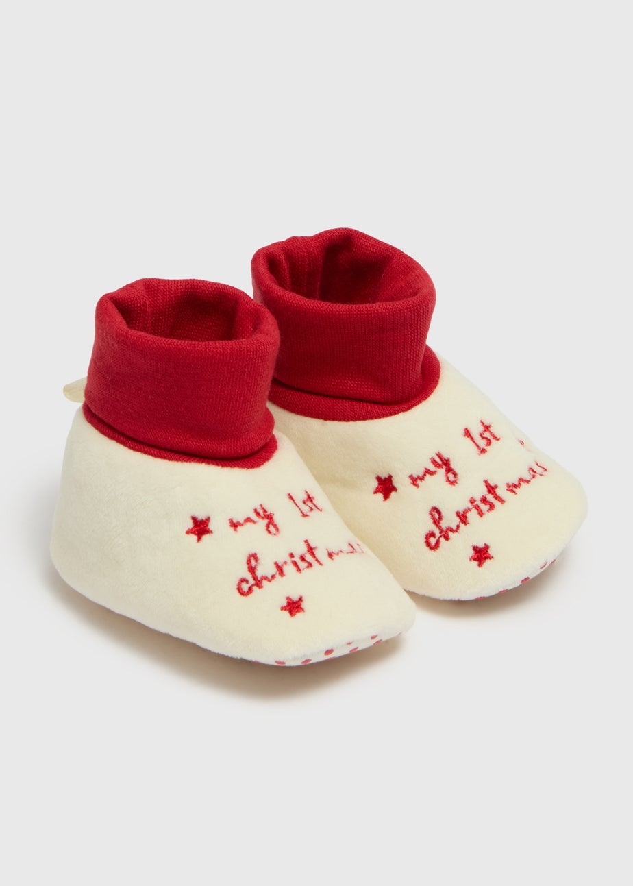 Baby White My First Christmas Sock Boots (Newborn-12mths)