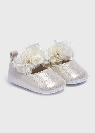 Baby Gold Metallic Flower Ballets (Newborn-18mths)